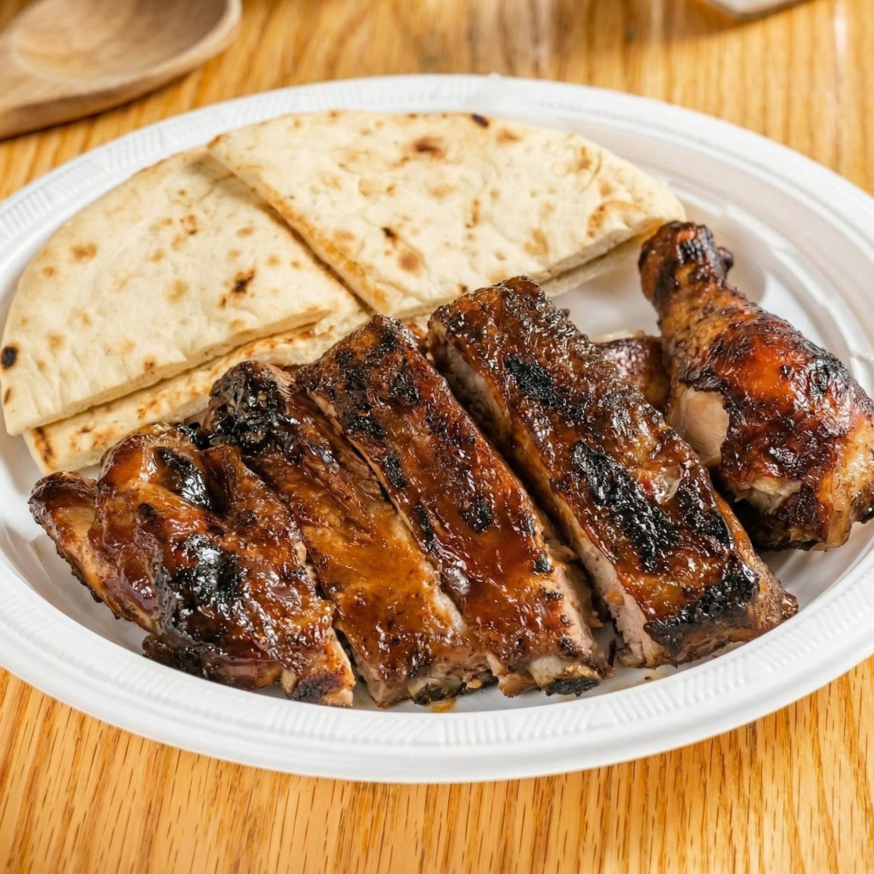 1/4 Chicken and 1/4 Ribs Meal.