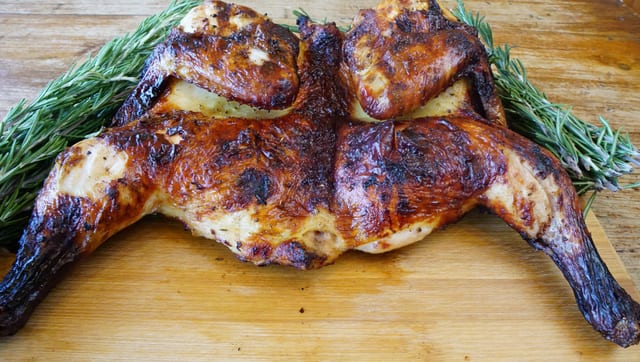 Charcoal Broiled Whole Chicken.